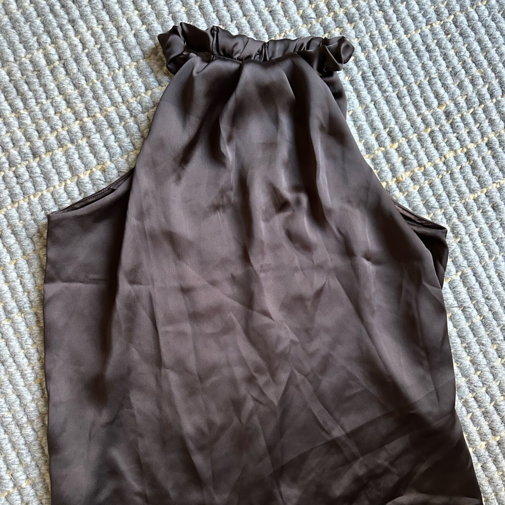 LOFT Satin Brown Strapless Top